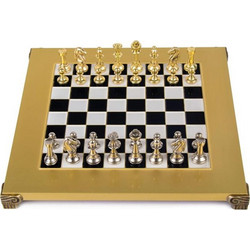 Manopoulos Staunton Σκάκι Μεταλλικό με Πιόνια 28cm S32BLA