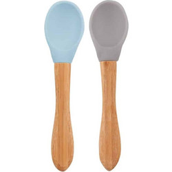 Minikoioi Bamboo & Mineral Σετ Βρεφικά Κουτάλια 9m+ Blue/Powder Grey 2τμχ