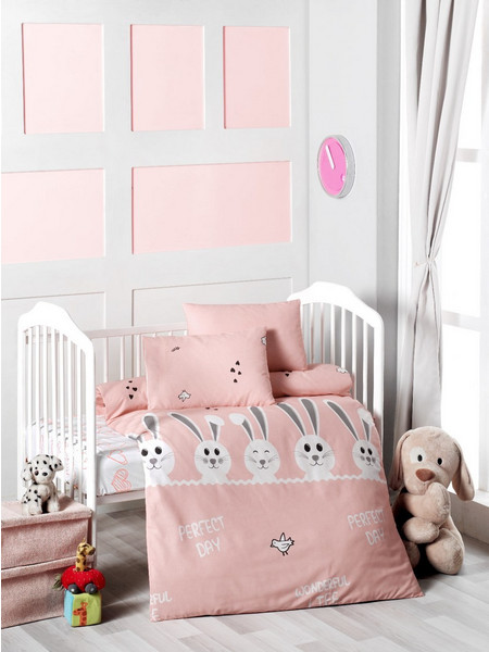 Beauty Home Art 5603 Σετ Βρεφικά Σεντόνια Κούνιας Βαμβακερά 100x150 Pink