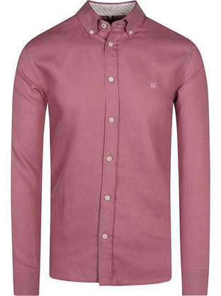 Ted Baker Ανδρικό Πουκάμισο Μακρυμάνικο Κανονική Γραμμή Ροζ 274572