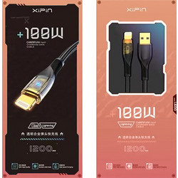 Xipin L600 Braided LED USB-A to Lightning Cable 100W 1.2m Black 6928761515363