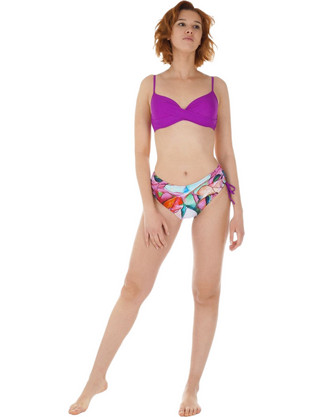 Gsecret Bikini Set με Ενίσχυση Ψηλόμεσο Μωβ Πολύχρωμο LS23017-27741