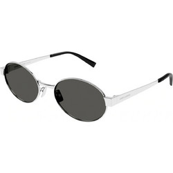 Saint Laurent SL692 002 Ανδρικά Γυαλιά Ηλίου Στρογγυλά Μεταλλικά Ασημί με Μαύρο Polarized Φακό