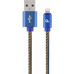 Gembird Braided USB-A to Lightning Cable 1m Blue GER-GM-JEANSL