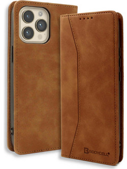 Bodycell PU Leather Book Brown (iPhone 15 Pro)
