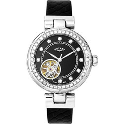 Rotary Γυναικείο Ρολόι Αυτόματο με Μαύρο Δερμάτινο Λουράκι LS003/A/13