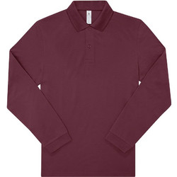 B&C Collection Ανδρική Μπλούζα Polo Μακρυμάνικη Μπορντό PU425