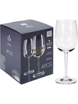 JK Home Decoration Σετ Ποτήρια Κρασιού Γυάλινα Κολωνάτα 380ml 4τμχ 843132