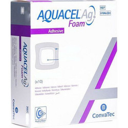 Convatec Aquacel Ag Foam Αποστειρωμένα Αδιάβροχα Αυτοκόλλητα Επιθέματα Κατακλίσεων Αργύρου 21x21cm 5τμχ