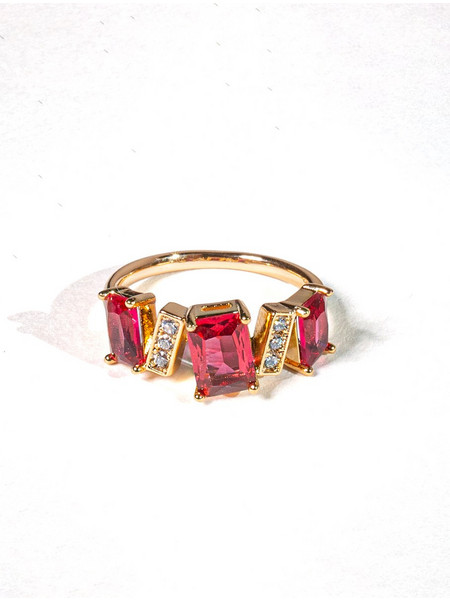Chrysothemiss Crimson Elegance Γυναικείο Δαχτυλίδι Σειρέ Μισόβερο από Ατσάλι Επιχρυσωμένο CMISS8122145