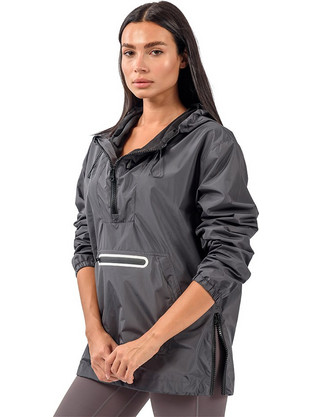 Energy Γυναικείο Μπουφάν Pullover Μακρύ Αντιανεμικό Ανθρακί HZ1001