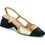 Fericelli LEA Γόβες Slingback Δερμάτινες με Χοντρό Χαμηλό Τακούνι Μαύρες Χρυσές ST-0012