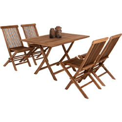 HomeMarkt Kendall Σετ Τραπεζαρία Κήπου Μασίφ Ξύλο 5τμχ Καφέ HM11955