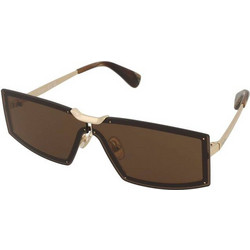 Max Mara MM0118 32E Γυναικεία Γυαλιά Ηλίου Ορθογώνια Μεταλλικά Χρυσά με Καφέ Φακό