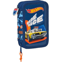 Safta Hot Wheels Speed Club Κασετίνα Γεμάτη με 2 Θήκες Μπλε M854