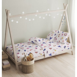 Cokitex Σετ Παιδικά Σεντόνια Μονά Βαμβακερά 165x270 Oasis Pink Purple 3τμχ