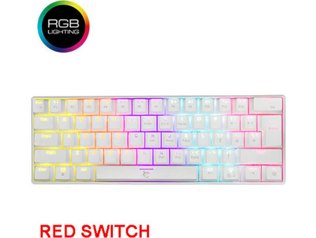 White Shark GK-004211 Μηχανικό Gaming Πληκτρολόγιο 60% με Custom Red Διακόπτες RGB White