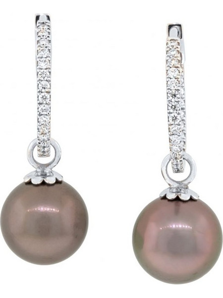 Million Diamonds Γυναικεία Σκουλαρίκια Κρεμαστά από Λευκόχρυσο 14K με Πέρλα & Διαμάντι SK18138-21462