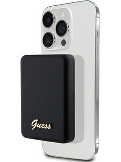 Guess Metal Script Logo Magsafe Power Bank 5000mAh 15W Black