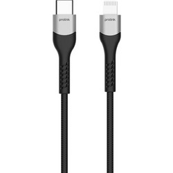 ProLink Braided USB-C to Lightning Cable 20W 2m Black KAL-PF444A-0200