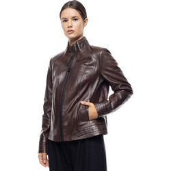 Leather 100 Γυναικείο Μπουφάν Χειμωνιάτικο Δερμάτινο Μακρύ Σοκολατί 07-W-B-538