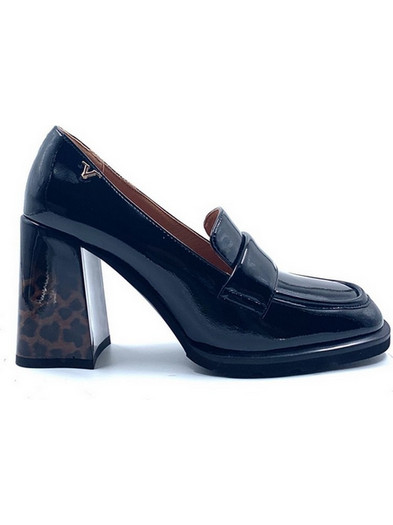 Versace 19V69 Γόβες Λουστρίνι με Χοντρό Ψηλό Τακούνι Μαύρες AMC653
