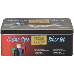 vidaXL Texas Hold'em Σετ 200 Μάρκες Poker σε Μεταλλικό Κουτί με 2 Τράπουλες & Τσόχα 80418