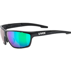 Uvex 706 CV Αθλητικά Ανδρικά Γυαλιά Ηλίου Ορθογώνια Κοκάλινα Μαύρα με Πολύχρωμο Καθρέπτη Φακό