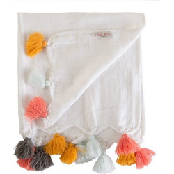 Childhome Pom Pom Πάνες Αγκαλιάς Λευκές 62x62cm 4τμχ BR73448
