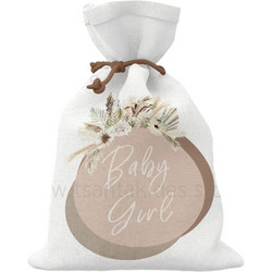 Μπομπονιέρα Βάπτισης Πουγκί Boho Baby Girl από Ύφασμα TS442