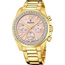 Festina Boyfriend Γυναικείο Ρολόι Χρονογράφος με Χρυσό Μεταλλικό Μπρασελέ F20609/4