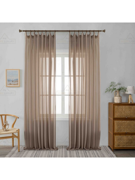 Lucktora Κουρτίνα Παραθύρου Βουάλ με Τρέσα 280x270 6030-4 Καφέ