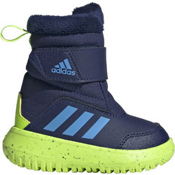 Adidas Winterplay Παιδικές Μπότες Χιονιού Navy Μπλε Lime Αδιάβροχες με Σκρατς & Γούνα IF1713