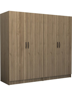 Megapap Τετράφυλλη Ντουλάπα Ρούχων Victoria Καρυδί 200x60x181cm GP100-0085,3