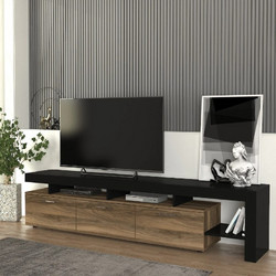 Megapap Έπιπλο Τηλεόρασης Ξύλινο Καρυδί Μ220xΠ40xΥ52cm Acnes GP042-0243,2