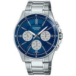Casio Ανδρικό Ρολόι Χρονογράφος με Ασημί Μεταλλικό Μπρασελέ MTP-1374D-2A3VDF