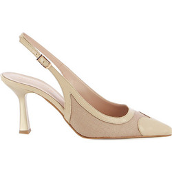 Fratelli Petridi Γόβες Slingback Δερμάτινες με Λεπτό Ψηλό Τακούνι Μπεζ 100900000852