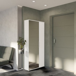 InsideHome Παπουτσοθήκη Ξύλινη Ebony Λευκή με Καθρέπτη M83xΠ24xY178cm 0171.CB40