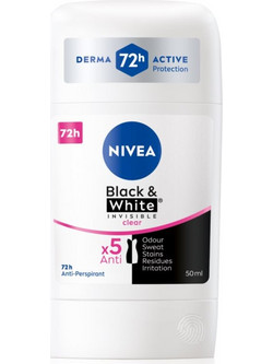 Nivea Black & White Invisible Clear Γυναικείο Αποσμητικό Stick 72h 50ml