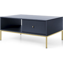 LH-homefurniture Mono Τραπεζάκι Σαλονιού Μπλε με Μεταλλική Βάση Χρυσή Μ103.5xΠ46.2xΥ68cm