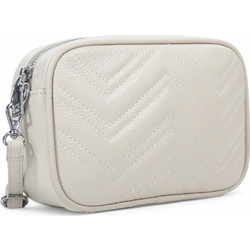 Passaggio Leather Γυναικείο Τσαντάκι Χιαστί Δερμάτινο Λευκό με Στενό Λουρί 5526-KR-09