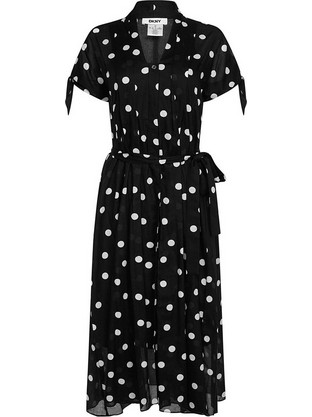 DKNY Midi Καλοκαιρινό Καθημερινό Φόρεμα Μαύρο DD5A3H91-BIY
