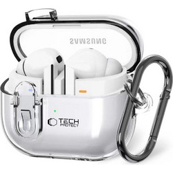 Tech-Protect FlexAir Θήκη Σιλικόνης με Γάντζο για Samsung Galaxy Buds 3 / 3 Pro Διαφανής