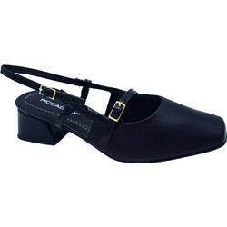 Piccadilly Ανατομικές Γόβες Slingback Δερμάτινες με Χοντρό Χαμηλό Τακούνι Μαύρες 160084-3