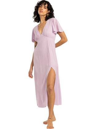 Billabong Jet Set Midi Καλοκαιρινό Καθημερινό Φόρεμα Μεταξωτό Λιλά EBJWD00134-AMS
