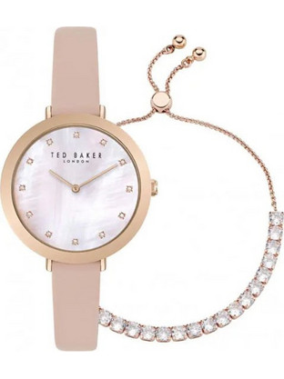Ted Baker Γυναικείο Ρολόι με Ροζ Χρυσό Δερμάτινο Λουράκι BKGFW2304