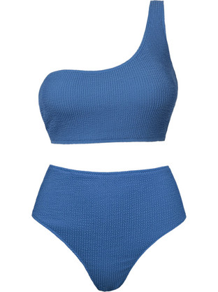 Rock Club Bikini Set με Έναν Ώμο Ψηλόμεσο Μπλε BP-5006