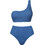 Rock Club Bikini Set με Έναν Ώμο Ψηλόμεσο Μπλε BP-5006