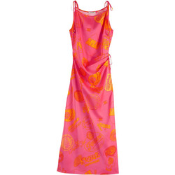 Scotch & Soda Midi Καλοκαιρινό Βραδινό Φόρεμα Ντραπέ Σατέν Φούξια UFU00621T-7828