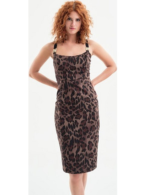 Access Midi Βραδινό Φόρεμα Καφέ 34-3049-1039LEOPAR